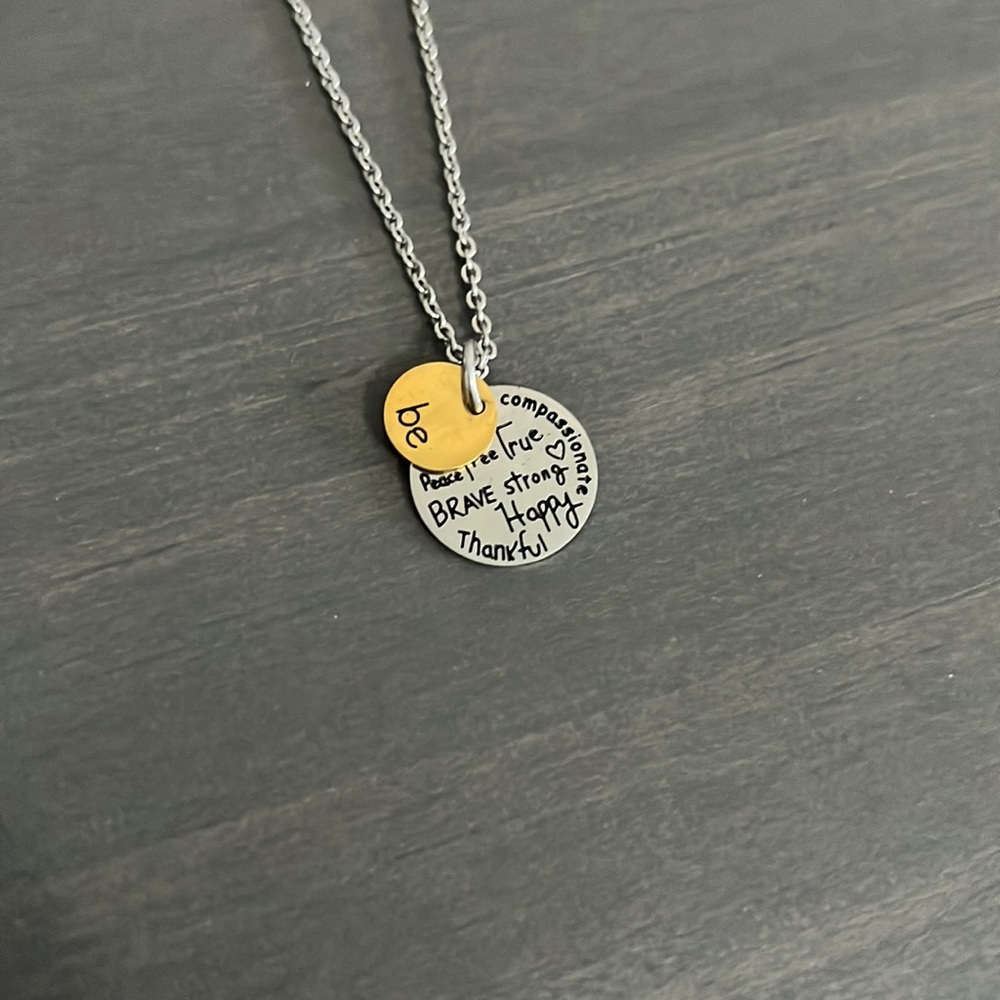 Stainless Steel Be Kind, Brave Happy, Thankful Necklace - Picture 5 of 6